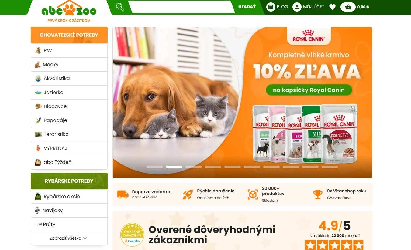 homepage abc-zoo chovateľské potreby rybárske potreby