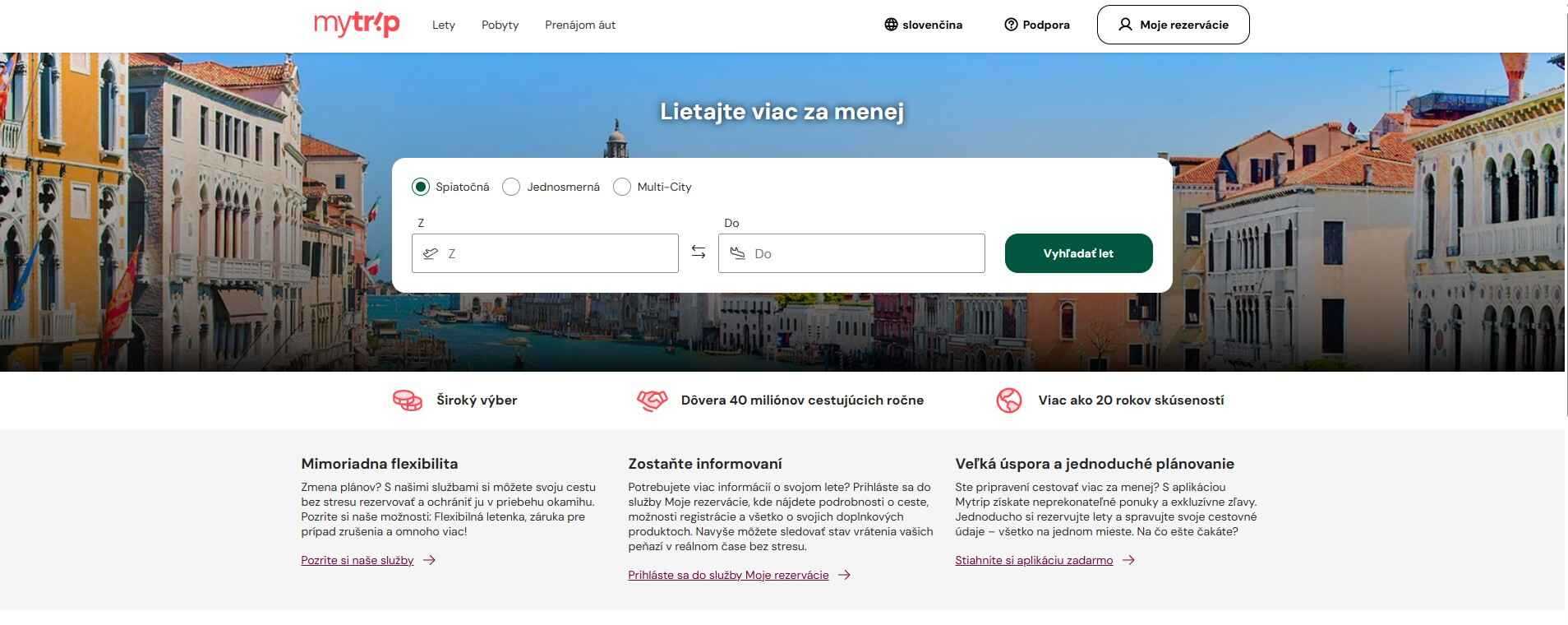 homepage Mytrip lety pobyty prenájom áut