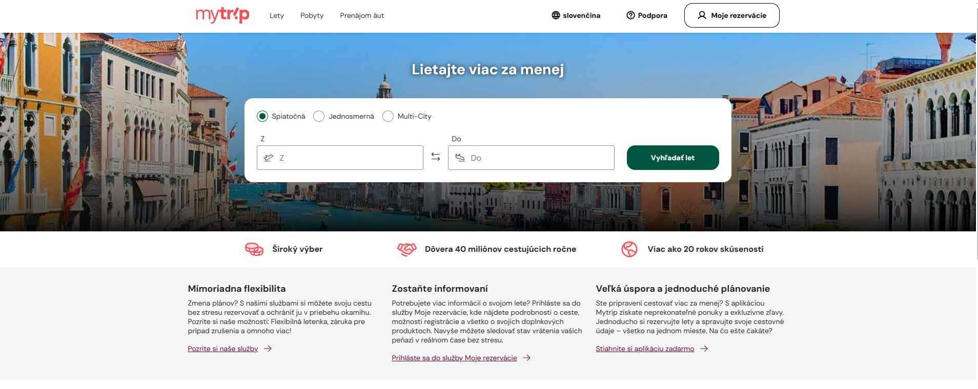 homepage Mytrip lety pobyty prenájom áut