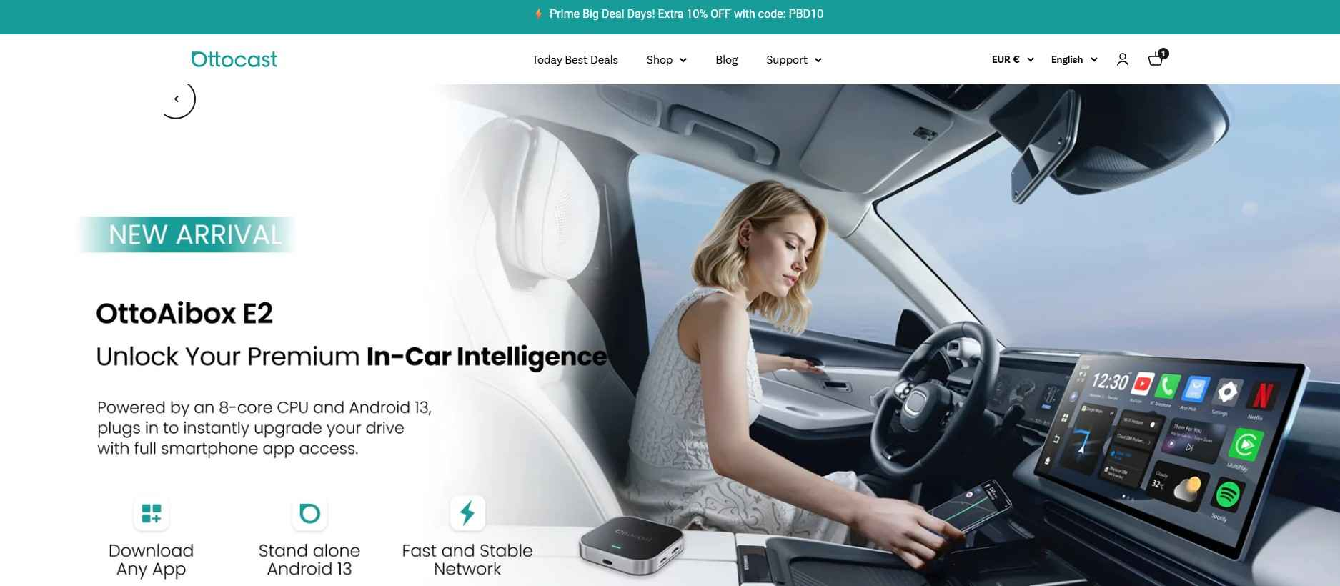 homepage Ottocast s ponukou AIBox do auta