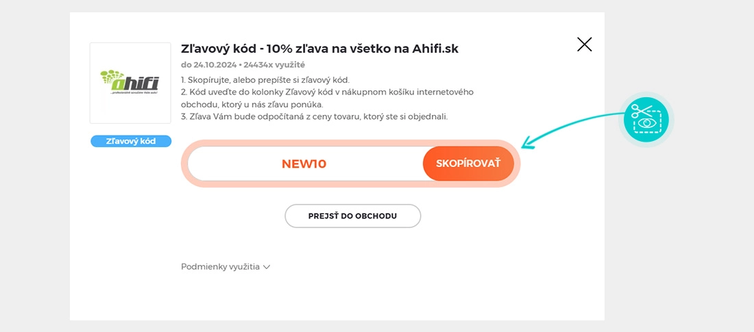 Návod ako skopírovať zľavový kód Ahifi