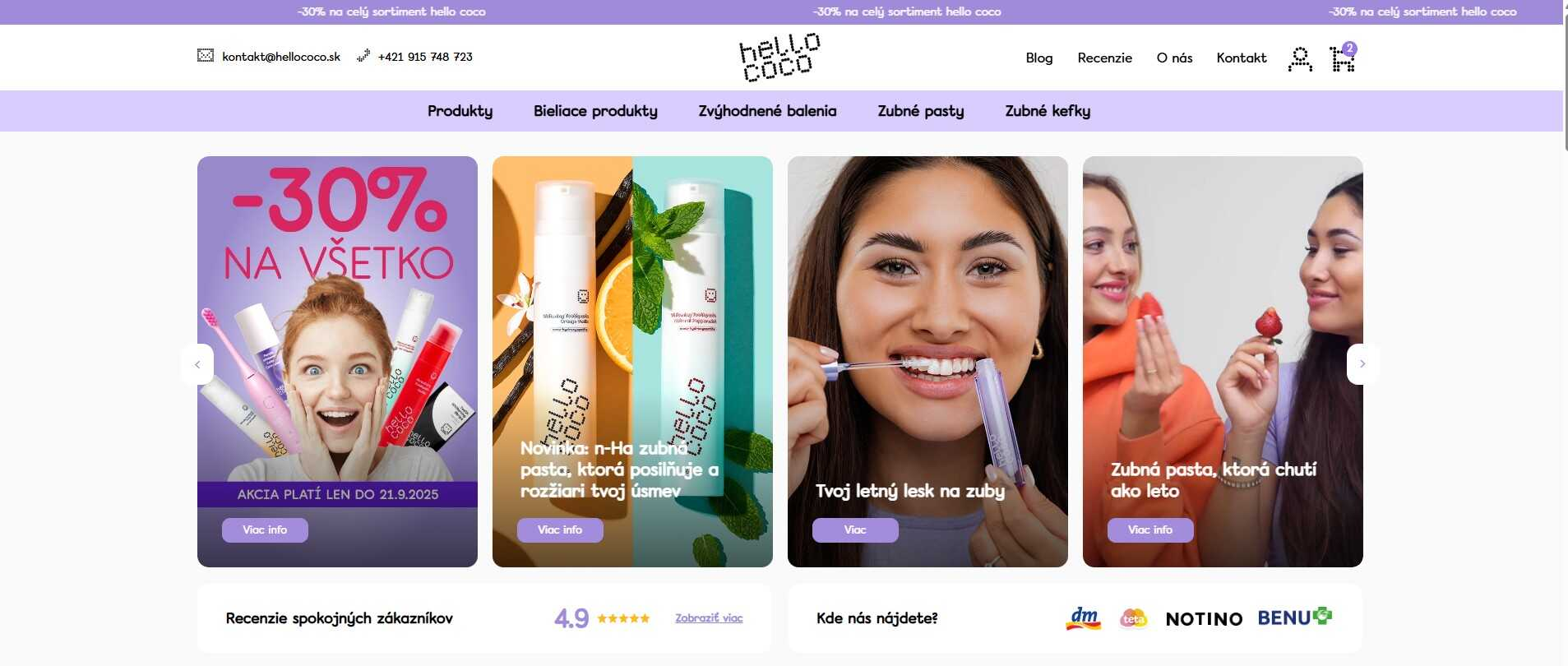 homepage hello coco s ponukou produktov na bielenie zubov