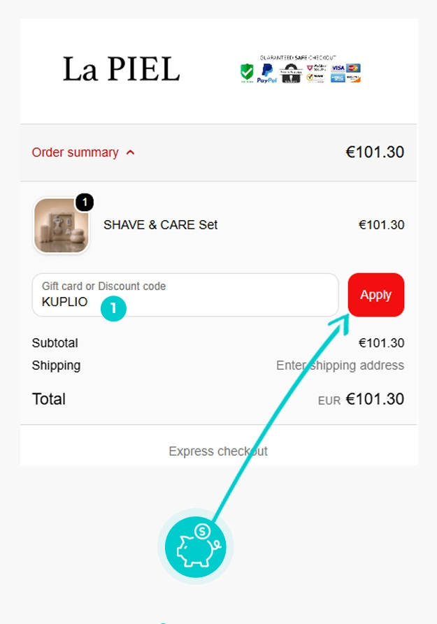Návod ako uplatniť zľavový kód v košíku e-shopu La PIEL