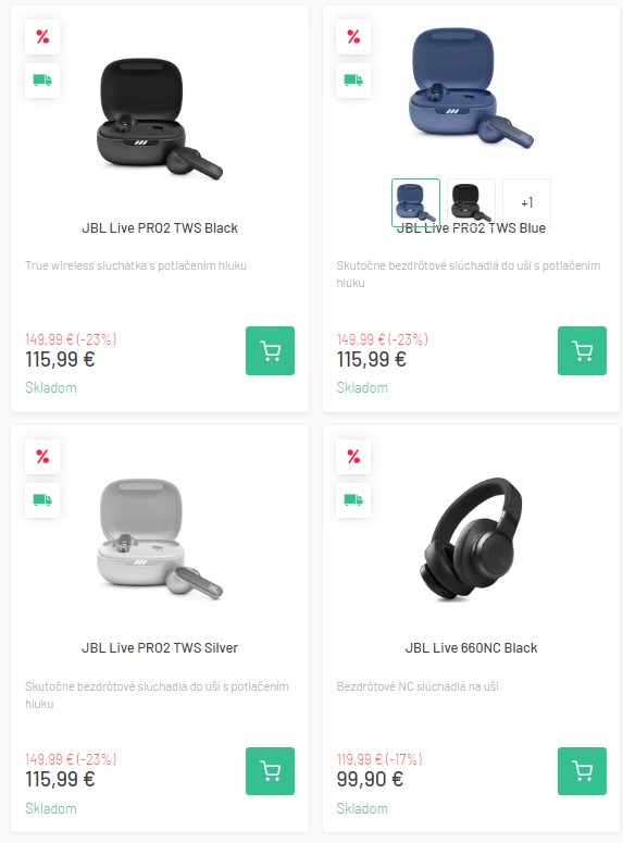 Slúchadlá v e-shope JBL.