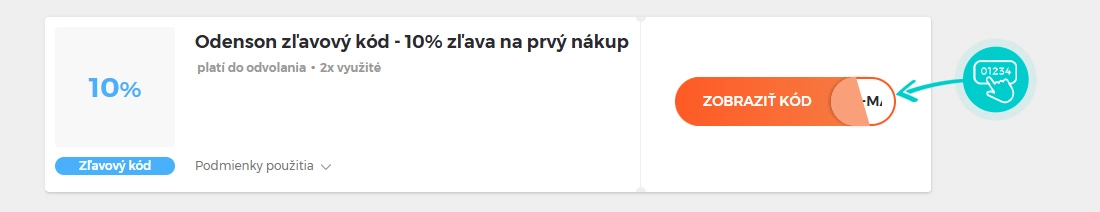 Ukážka zľavového kódu Odenson
