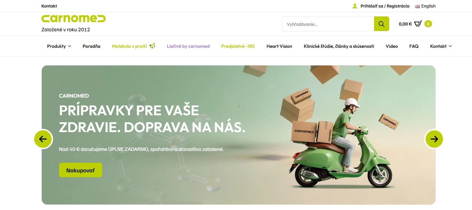 homepage CarnoMed ponuka na dopravu zadarmo