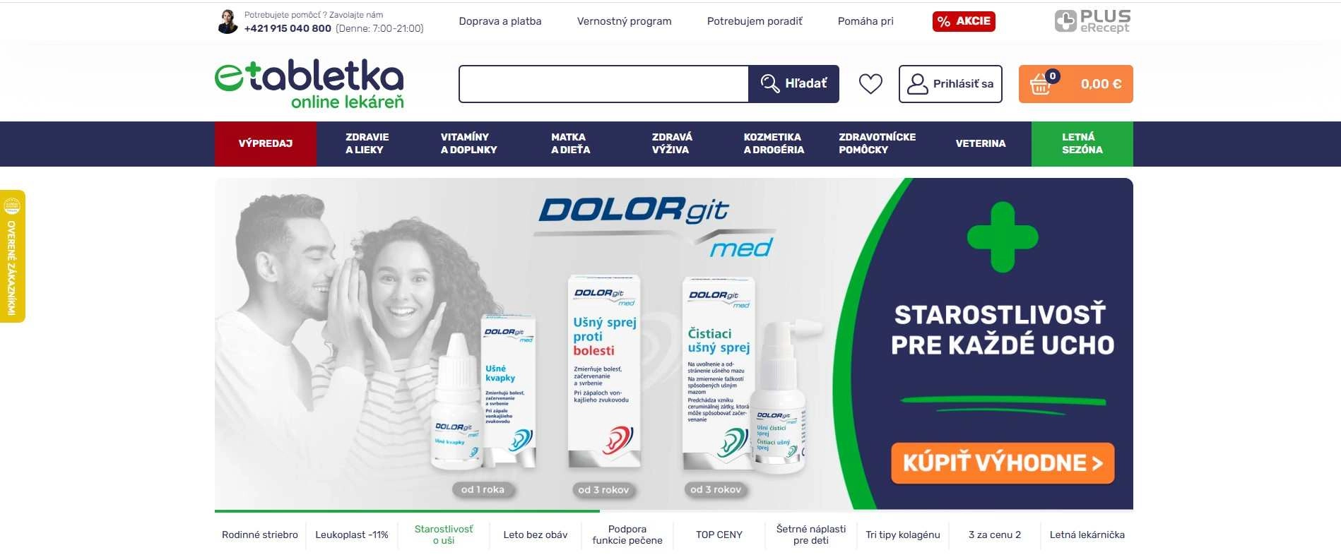 homepage eTabletka online lekáreň