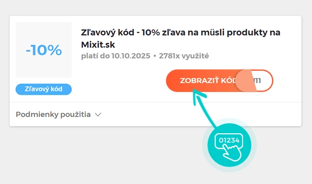 Ukážka zľavového kódu mixit