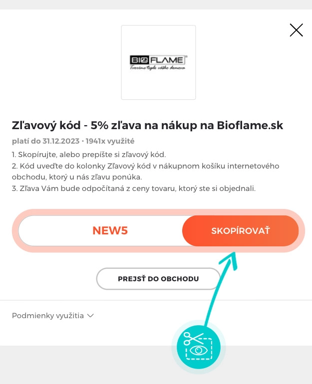 Návod ako skopírovať zľavový kód BioFlame