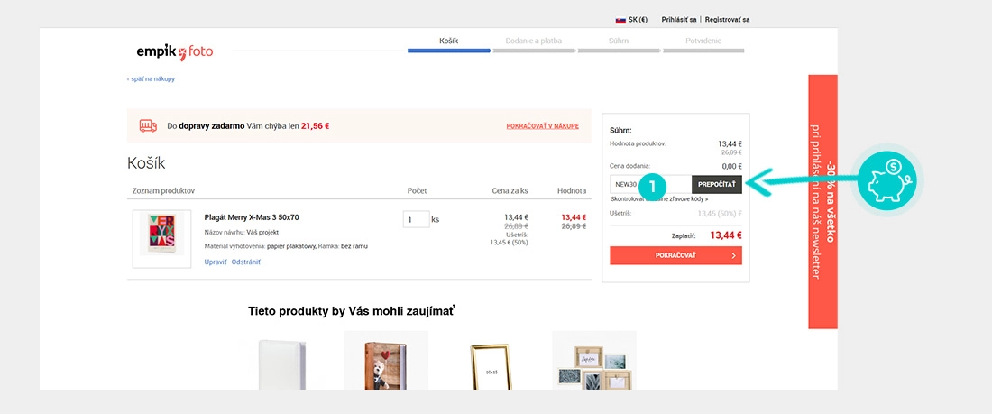 Návod ako uplatniť zľavový kód v košíku e-shopu Empik foto
