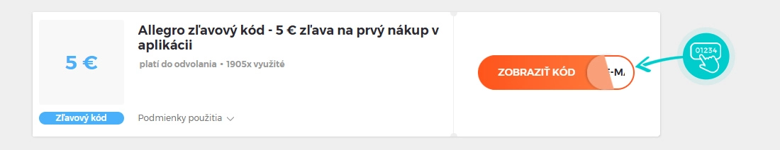Ukážka zľavového kódu Allegro