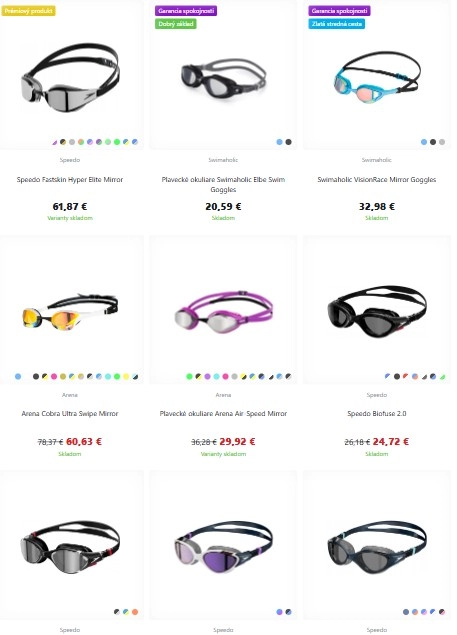 plavecké okuliare pre dospelých