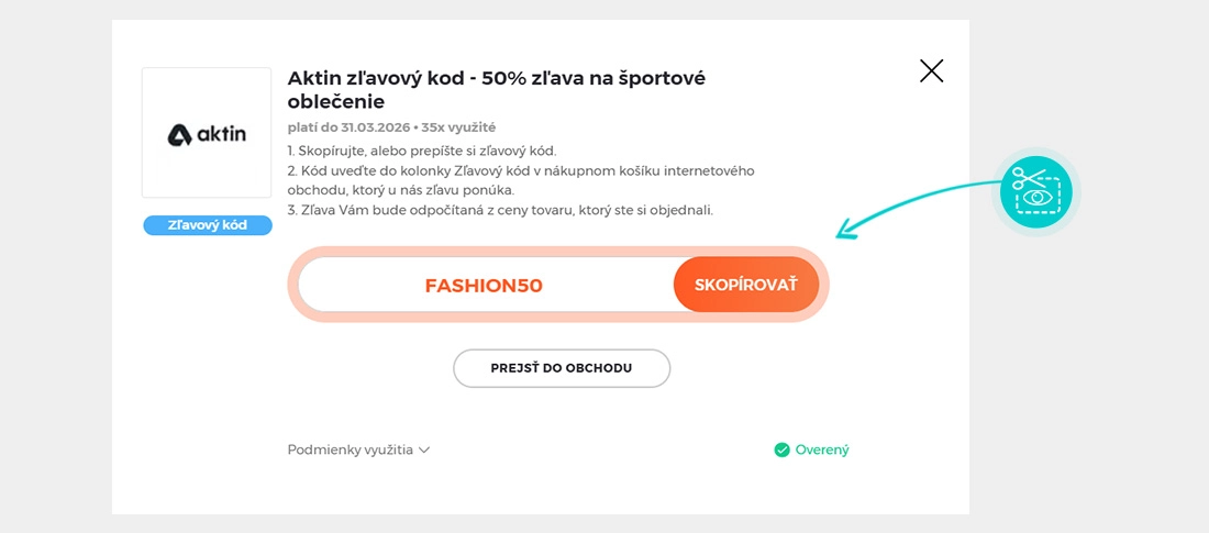 Návod ako skopírovať zľavový kód Vilgain
