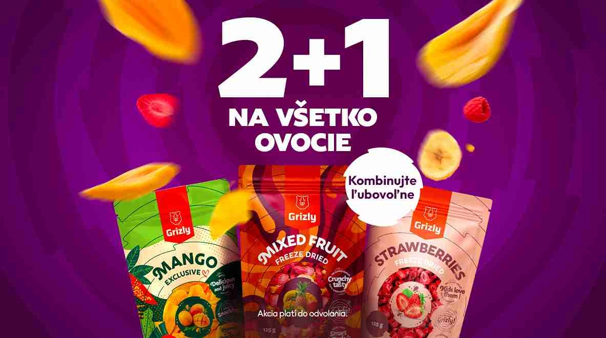 Akcia Grizly 2+1 zadarmo na všetko ovocie