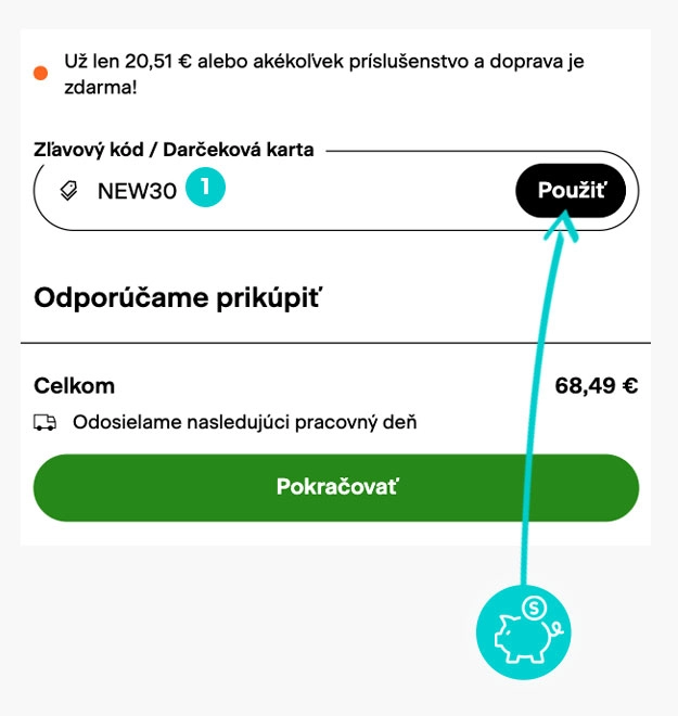 Návod ako uplatniť zľavový kód v košíku e-shopu Eyerim