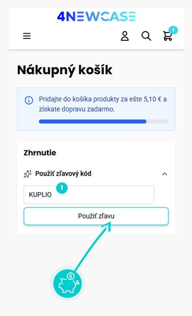 Návod ako uplatniť zľavový kód v košíku e-shopu 4NewCase