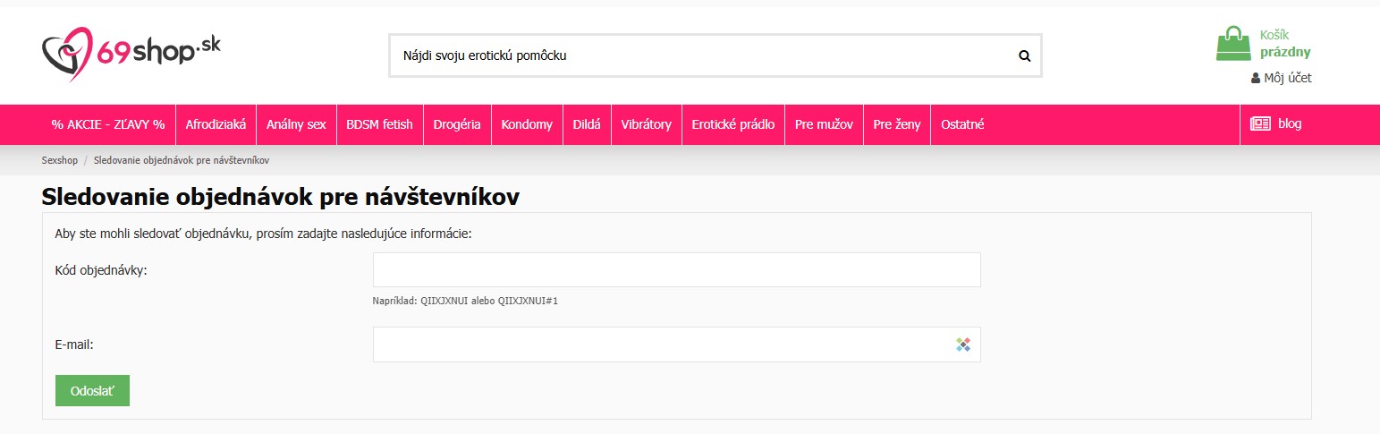 sledovanie objednávok v e-shope 69shop