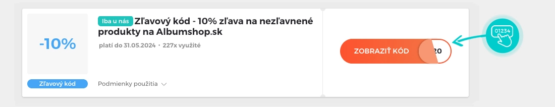 Ukážka zľavového kódu Albumshop.sk