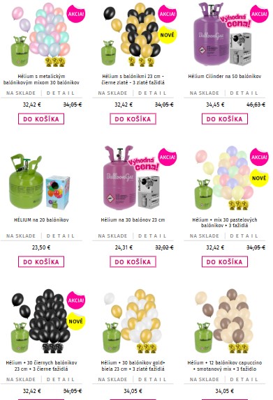 sety balónov s héliom v e-shope Moja Party