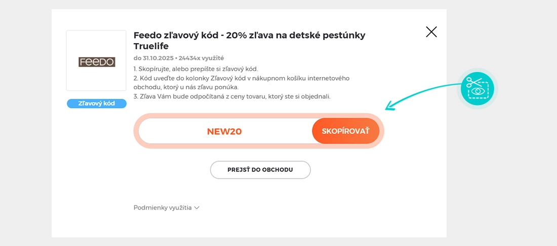 Návod ako skopírovať zľavový kód Feedo