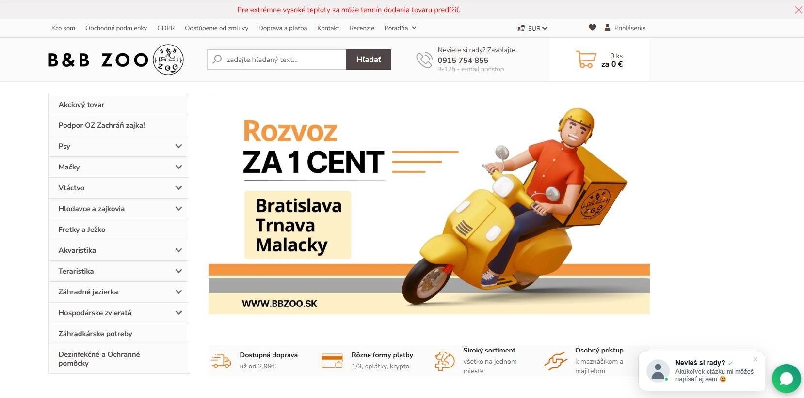 homepage B&B Zoo chovateľské potreby krmivá