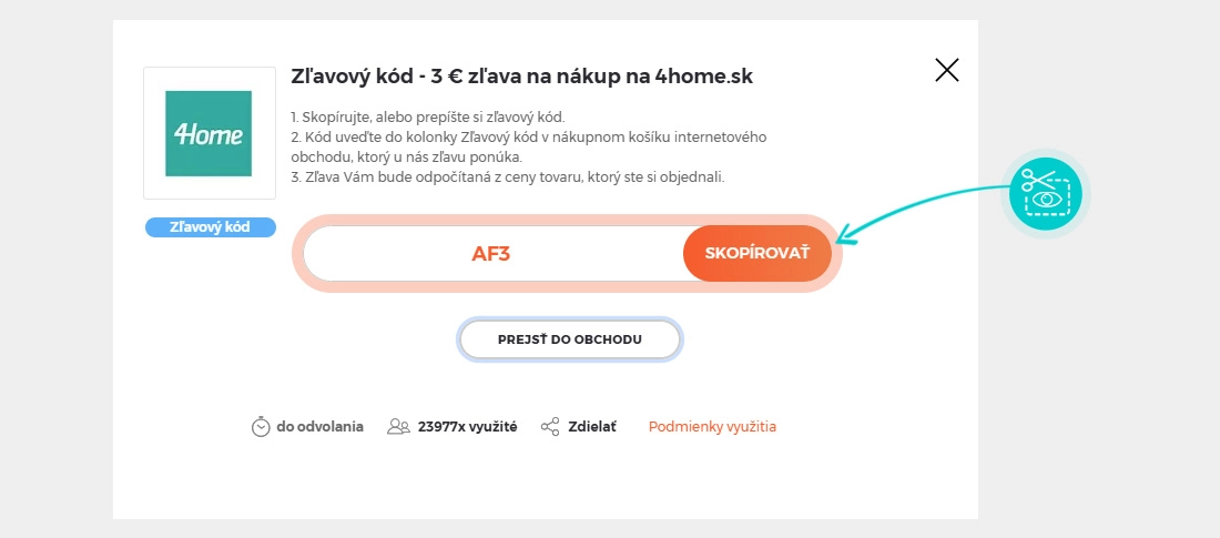 Návod ako skopírovať zľavový kód 4home