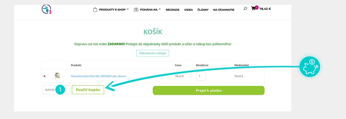 Návod ako uplatniť zľavový kód v košíku e-shopu Ozonidy