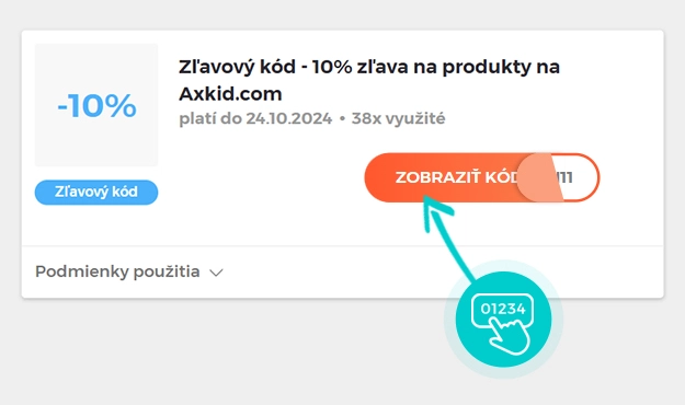Ukážka zľavového kódu Axkid