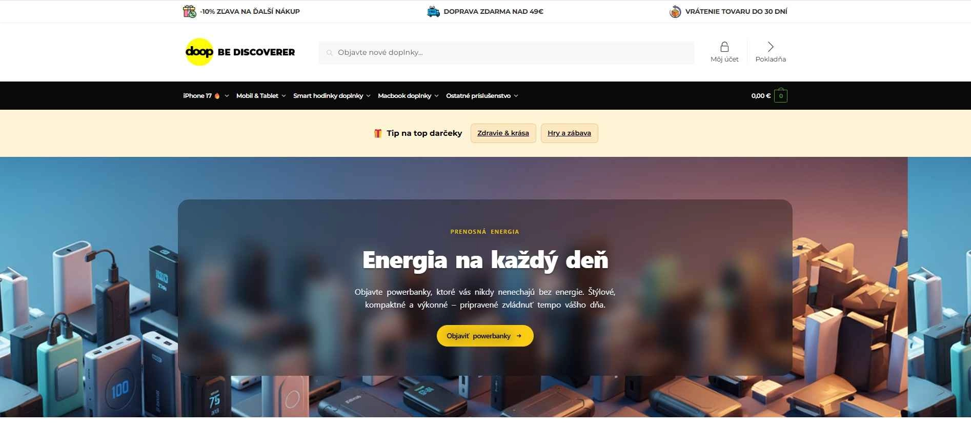 homepage Doopshop s ponukou nabíjačiek
