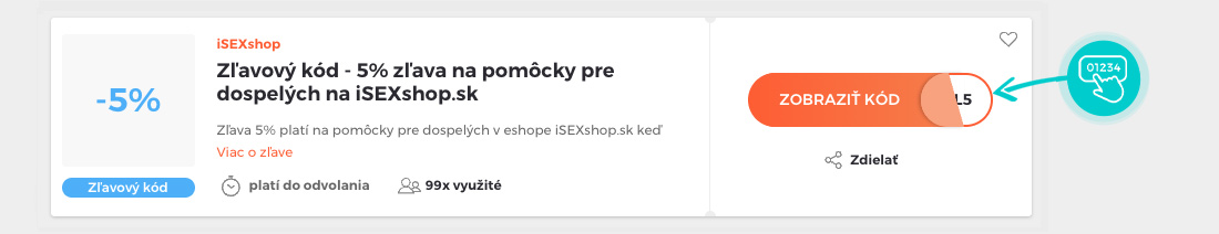 Ukážka zľavového kódu iSEXshop