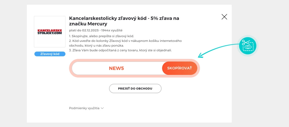 Návod ako skopírovať zľavový kód Kancelarskestolicky