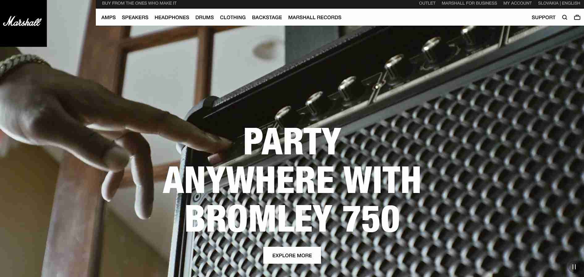 homepage Marshall s ponukou reproduktorov