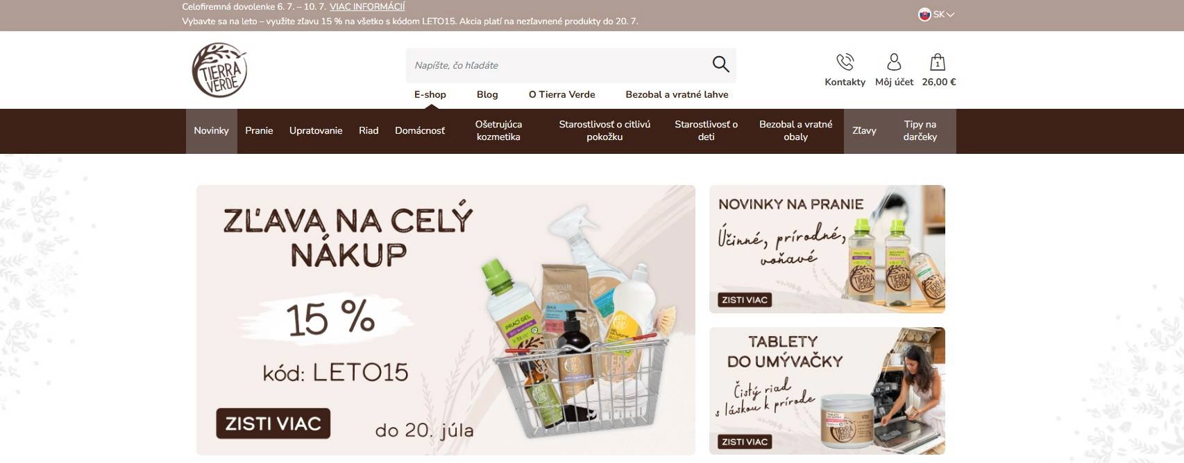 homepage Tierra Verde eko drogéria a kozmetika