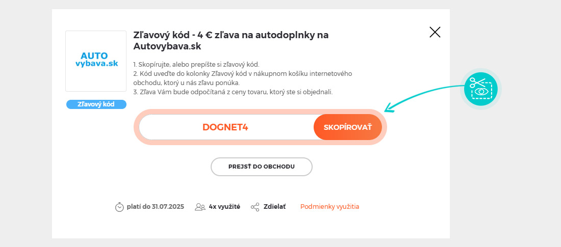 Návod ako skopírovať zľavový kód Autovybava.sk