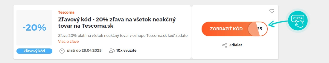 Ukážka zľavového kódu Tescoma