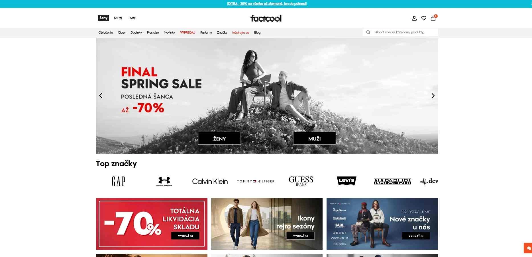 Factcool homepage s ponuka na jarný výpredaj so zľavami až - 70%
