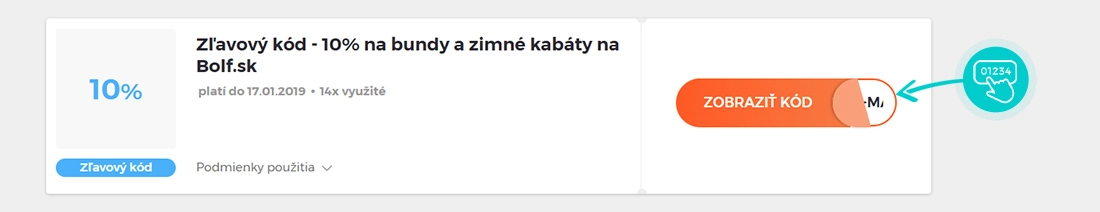 Ukážka zľavového kódu Bolf