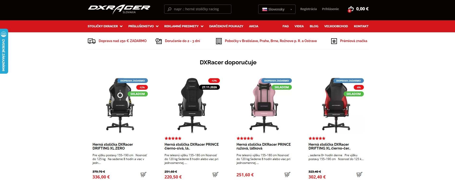obchod DXRacer herné a manažérske stoličky
