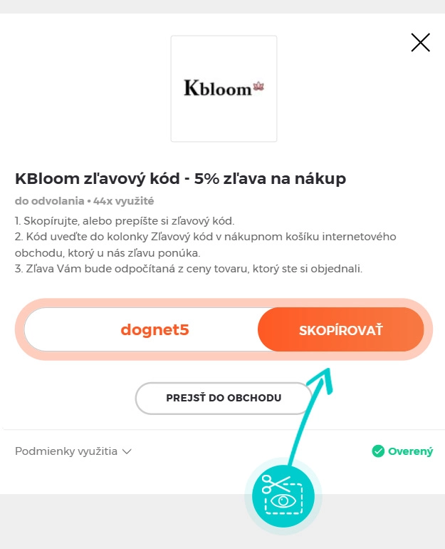 Návod ako skopírovať zľavový kód Kbloom