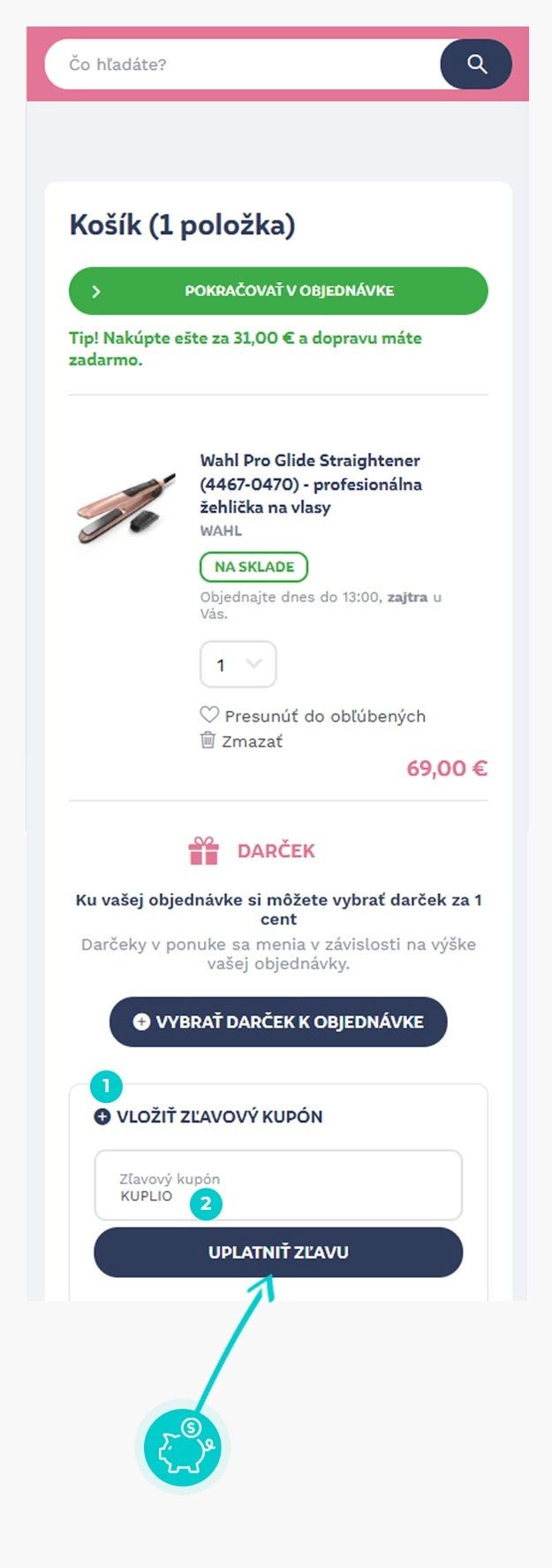Návod ako uplatniť zľavový kód v košíku e-shopu KadernickyServis