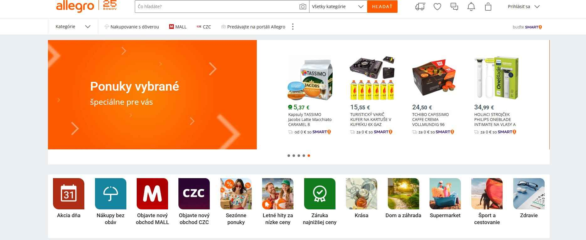 homepage Allegro špeciálne ponuky