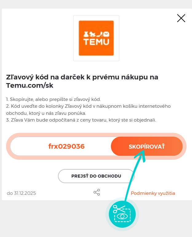 Návod ako skopírovať zľavový kód Temu