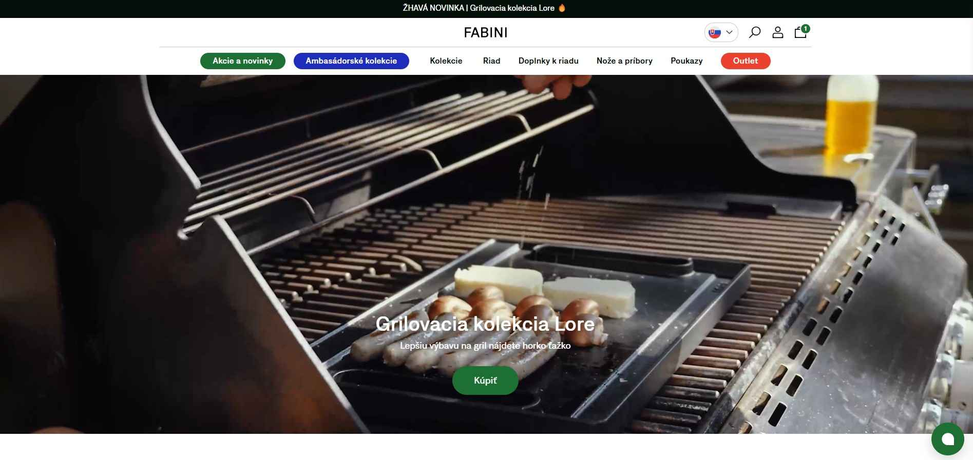 Fabini - webstránka s úkažkou grilovacej kolekcie