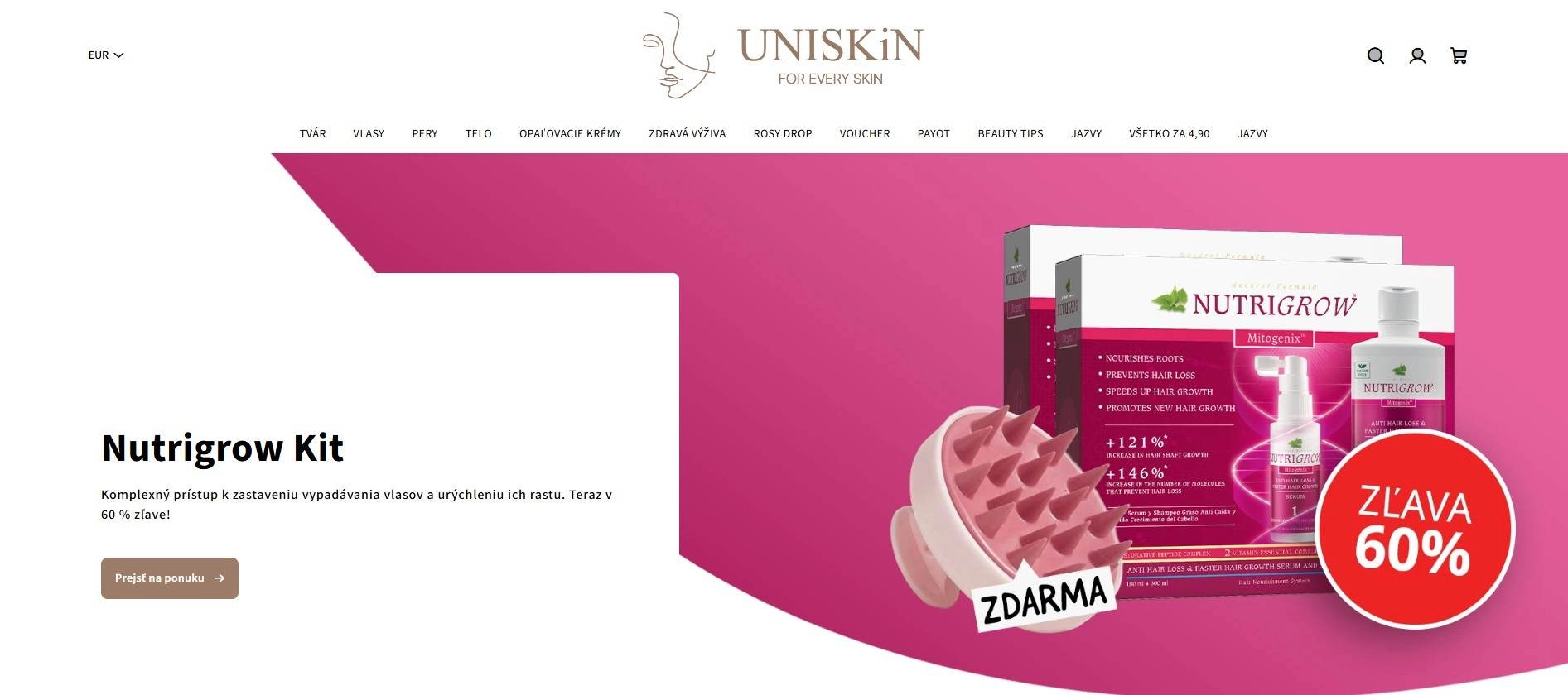 homepage Uniskin produkty na pleť telo vlasy opaľovacie krémy zdravá výživa