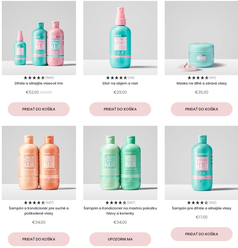 Produkty v e-shope Hairburst