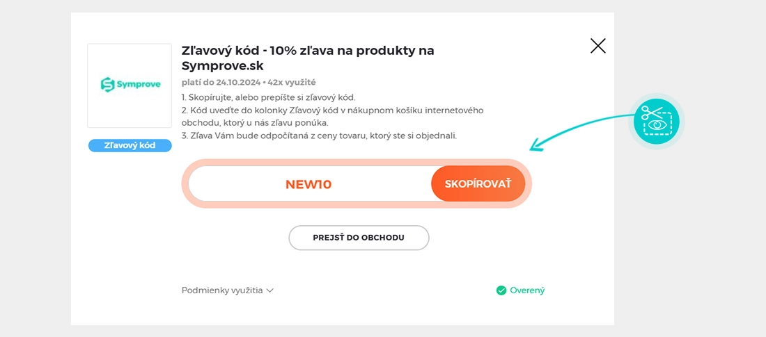 Návod ako skopírovať zľavový kód Symprove