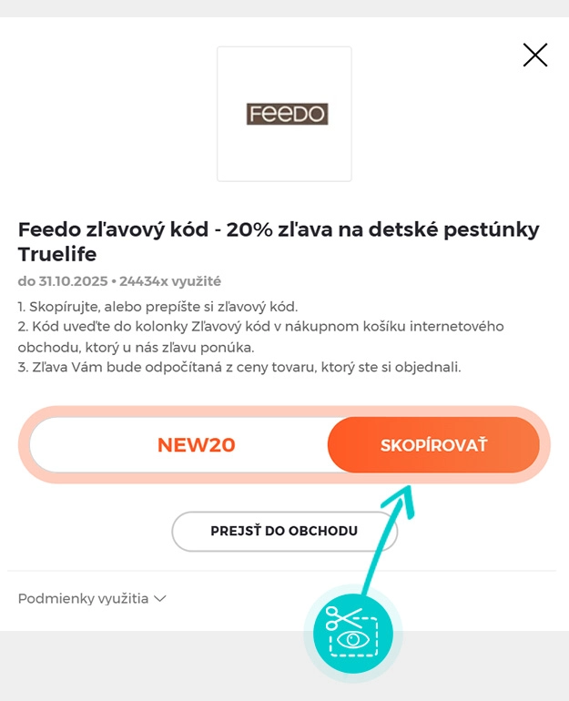 Návod ako skopírovať zľavový kód Feedo