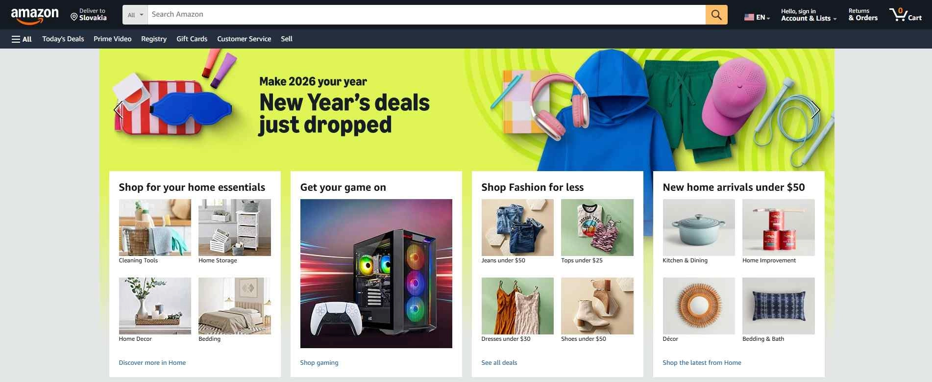 homepage Amazon móda elektronika domov krása