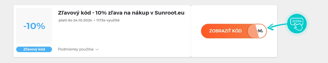 Ukážka zľavového kódu Sunroot