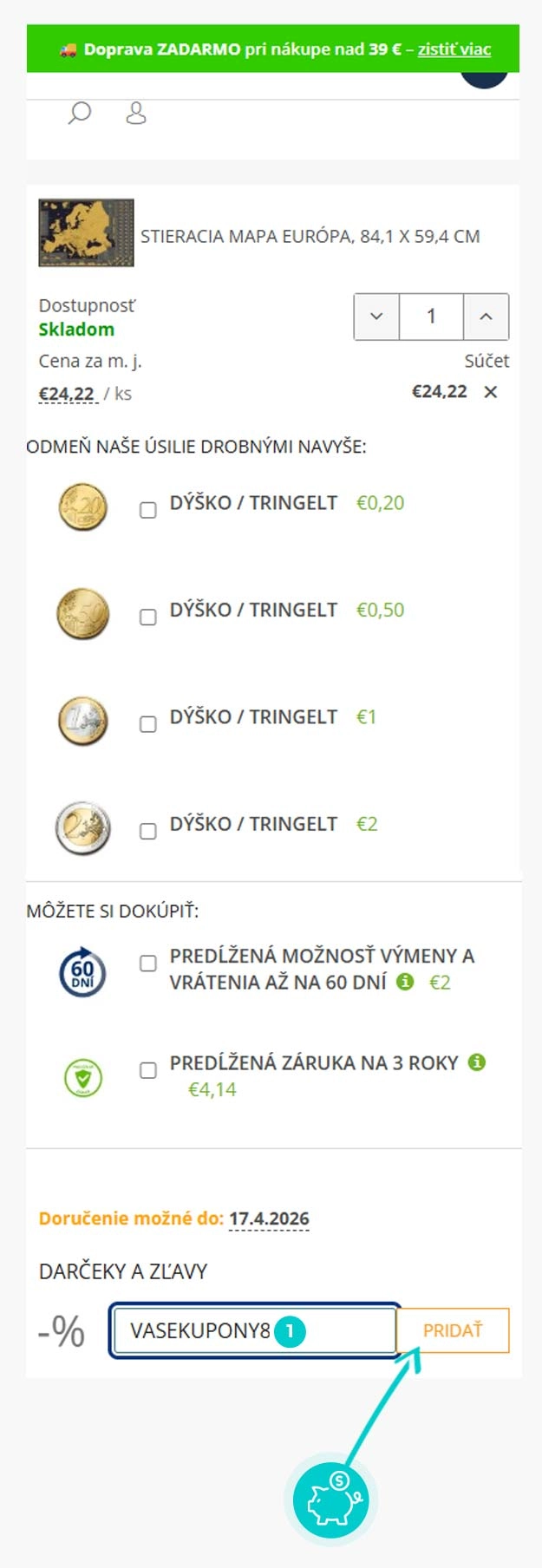 Ukážka zľavového kódu Zapakuj